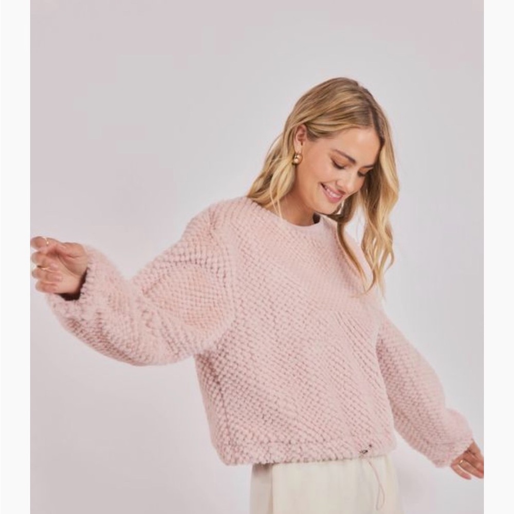 Blush Pink Fuzzy Textured Sweater by Sadie & Sage NWT
